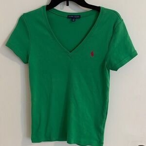 Ralph Lauren Vibrant Green V-Neck Tee